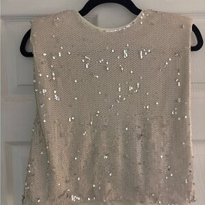 TCEC Sequin Beige Tank Top with padded shoulders